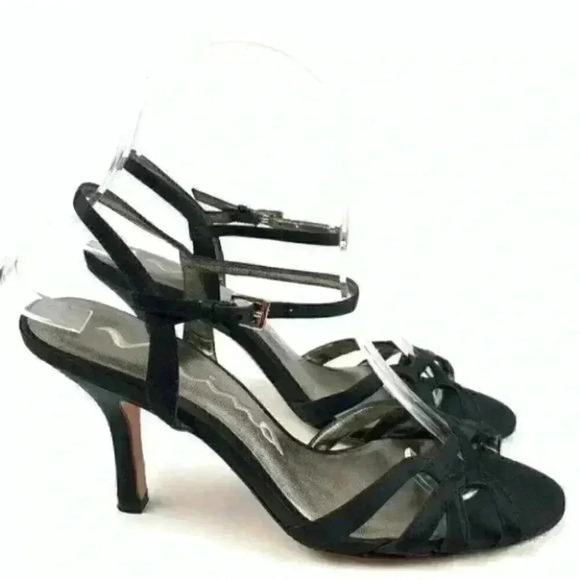Nina womens heels size 6.5 36.5 black satin formal - Picture 1 of 8